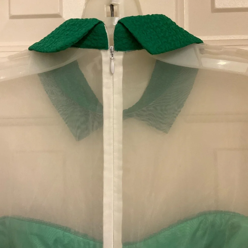 St Patrick Day Dress - Most Adorable Ever!  Green and White Sheer Fabric, Size 4 - Picture 11 of 15